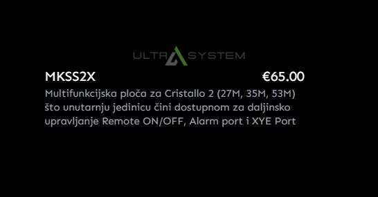 Multifunkcijska ploča za Cristallo 2 klime