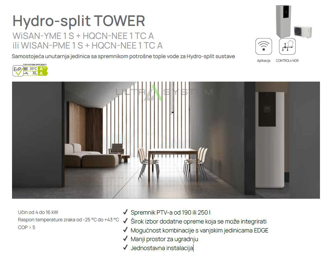 Dizalica topline Hydro-split Tower / 12,1 kw / do 200 m2